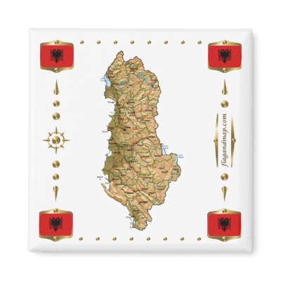 Albania Map + Flags Magnet by FlagAndMap
