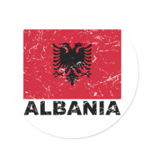 Albania Vintage Flag Round Stickers