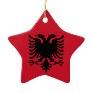 Albanian Flag on Ceramic Star Pendant Ornament
