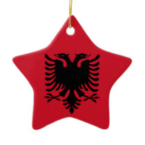 Albanian Flag on Ceramic Star Pendant Ornament