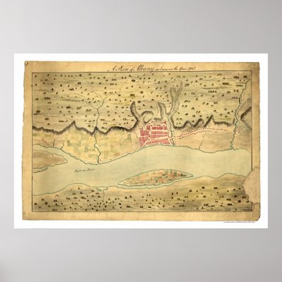 Albany New York Early Map 1758 Print by lc_maps