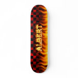 Albert skateboard fire and flames design.