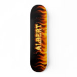 Albert skateboard fire and flames design