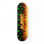 Albert skateboard fire and flames design.