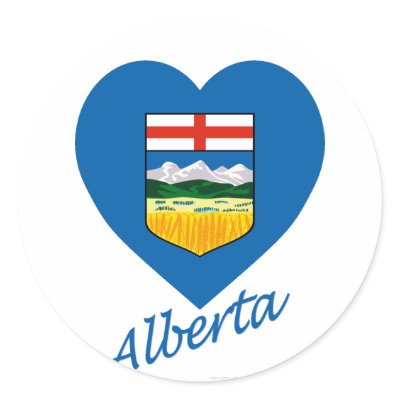 Alberta Flag Heart with Name Round Sticker by Vexillophile