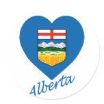 Alberta Flag Heart with Name Round Sticker