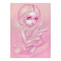 Albino Alligator Angel big eye lowbrow Art Print by strangeling Albino Alligator Angel big eye lowbrow Art Print
