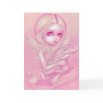 "Albino Alligator Angel" Greeting Card by strangeling "Albino Alligator Angel" Greeting Card