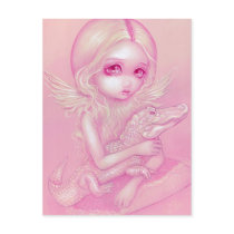 "Albino Alligator Angel" Postcard by strangeling "Albino Alligator Angel" Postcard