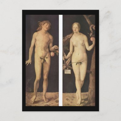 Albrecht Durer Adam And Eve Post Cards by art_world