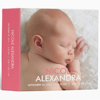 Álbum de foto moderno del bebé - rosa carpeta 2"