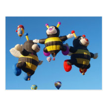 Albuquerque Hot Air  Balloon Bees Postcard