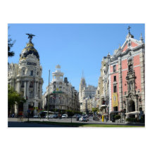 Alcala y Gran vía, postal de Madrid
