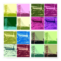 Alcatraz and Golden Gate Bridge Pop art poster posters