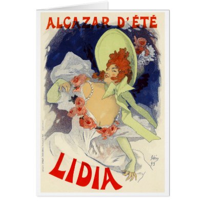 Alcazar d'Été Lidia, Jules Chéret Greeting Card by VintageArtPosters