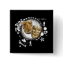 Alchemy of Acting Drama Masks Pinback Buttons