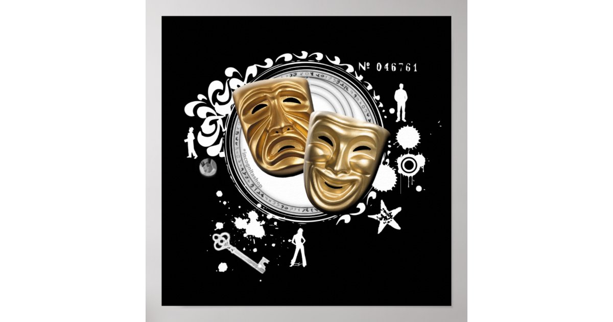 Alchemy of Acting Drama Masks Poster Zazzle