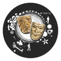 Alchemy of Acting Drama Masks Round Sticker