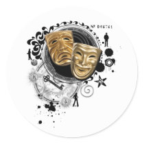 Alchemy of Acting Drama Masks Round Sticker