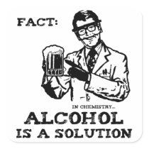 Alcohol is a Solution in Chemistry Retro Square Stickers