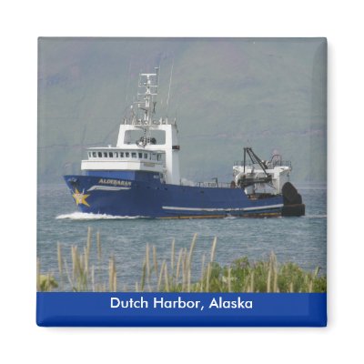 Aldebaran, Fishing Trawler in Dutch Harbor, Alaska Refrigerator Magnet by mistlebee