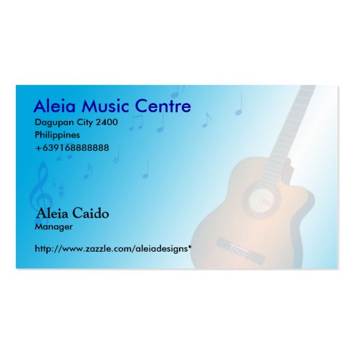 Aleia Music Business Card (front side)