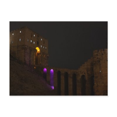 Aleppo Citadel Castle at night - Syria Post Card by Cammily