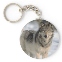 Alert Wolf Keychain