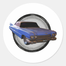 Aleta azul grande Cadillac 1959 Etiqueta Redonda