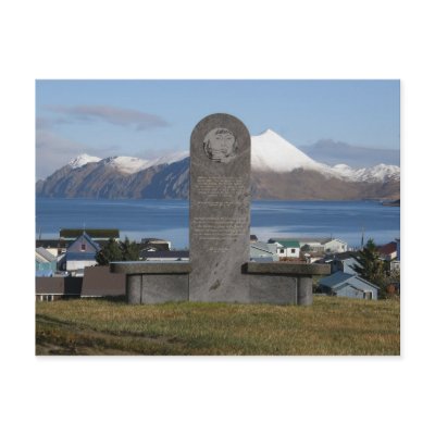 Aleut Relocation Memorial Statue, Unalaska Island Post Cards by mistlebee