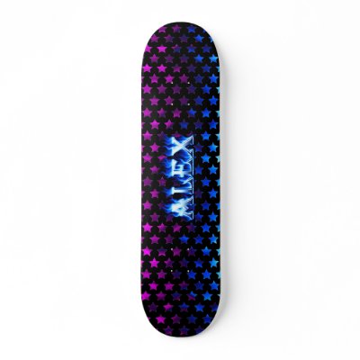 Alex skateboard blue fire and flames design by skatersollie