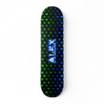 Alex skateboard blue fire and flames design