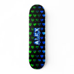 Alex skateboard blue fire and flames design