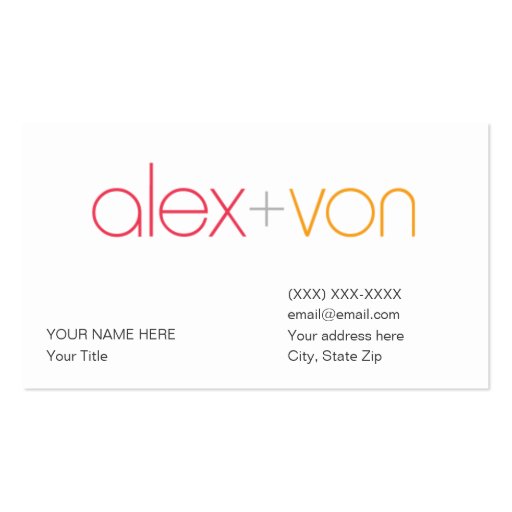 alex von Business Card Template (w/ address) (front side)