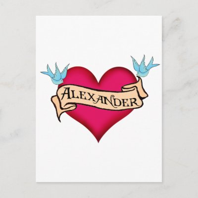 Alexander Custom Heart Tattoo Tshirts Gifts Postcards by 