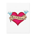 Alexander - Custom Heart Tattoo T-shirts &amp; Gifts Postcards
