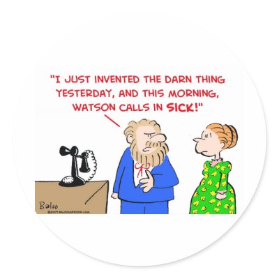 alexander graham bell calls sick telephone round sticker by rexfmay