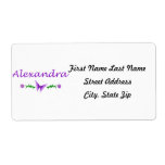 Alexandra (Purple Butterfly) Personalized Shipping Labels