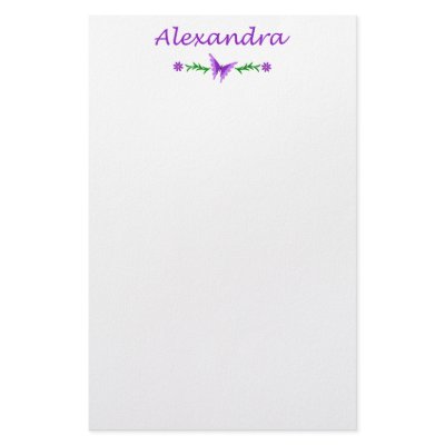 Alexandra (Purple Butterfly) Personalized Stationery by nothingbutnames