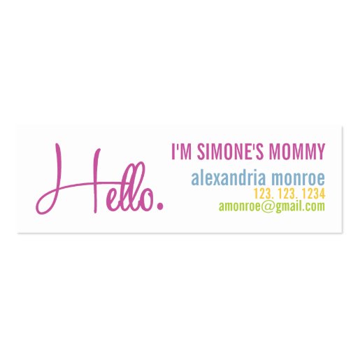 ALEXANDRIA MONROE CALLING BUSINESS CARDS (front side)