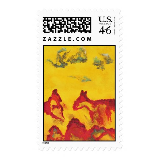 Alexandria Red Acrylic Painting Postage Stamp