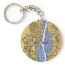 Alexandria VA Nautical Harbor Chart Keycha Keychain