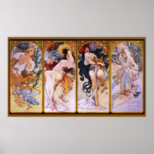 Alfons Mucha ~ The four seasons Poster