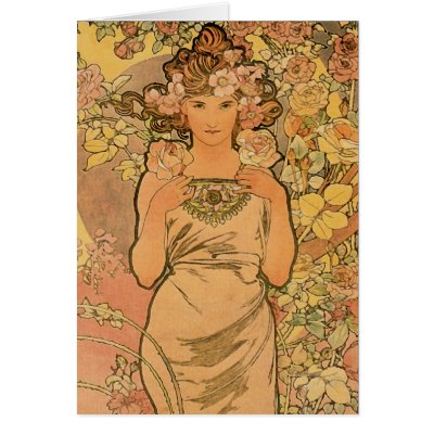 Alfons Mucha ~ The rose Card by ArtNouveauDaz
