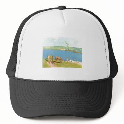 Alfred Sisley - Flussufer 1890 Geese Donkey Cart Mesh Hats by inquester
