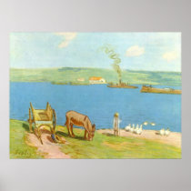 Alfred Sisley - Flussufer 1890 Geese Donkey Cart Posters