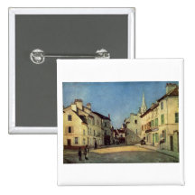 Alfred Sisley - Platz in Argenteuil 1872 Oil Print Buttons