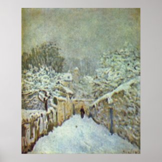 Alfred Sisley - Schnee in Louveciennes 1874 Oil print