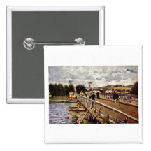 Alfred_Sisley Steg in Argenteuil 1872 Oil Bridge Pinback Button