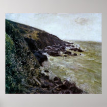 Alfred Sisley - Ventania 1897 Oil Beach Sea Rock Print